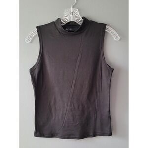 Brit & Bri Black Summer Polyester Crewneck Tank Top Polyester/Spandex Small